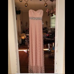 Pink sparkly lace prom dress